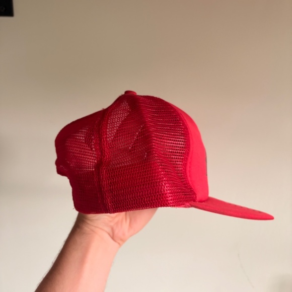 Vintage AMOS TOYOTA CAR DEALERSHIP trucker hat red mesh snapback - Picture 5 of 8